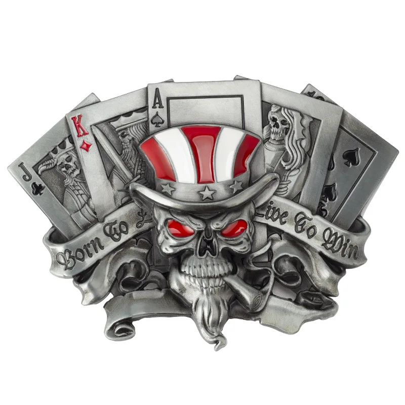 Poker Joker Belt Buckle Clothing Accessories Royal Flush Straight  Punk Style Rock Music 3D ALLOY Decorative METAL Waistband