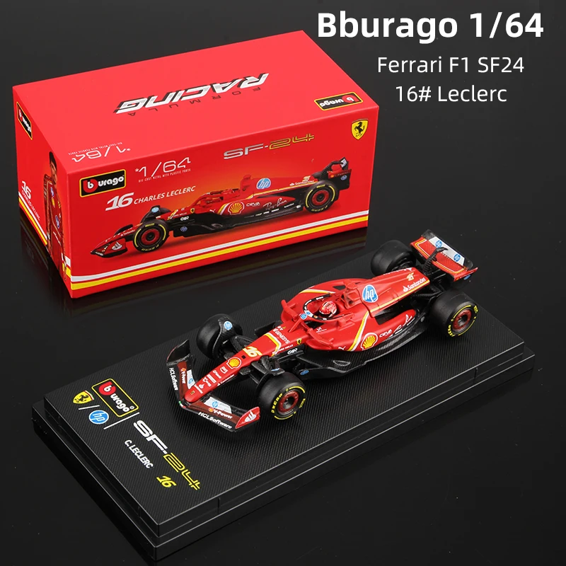 Bburago 1:64 Ferrari SF24 F1 Alloy Car Model With Helmet Charles