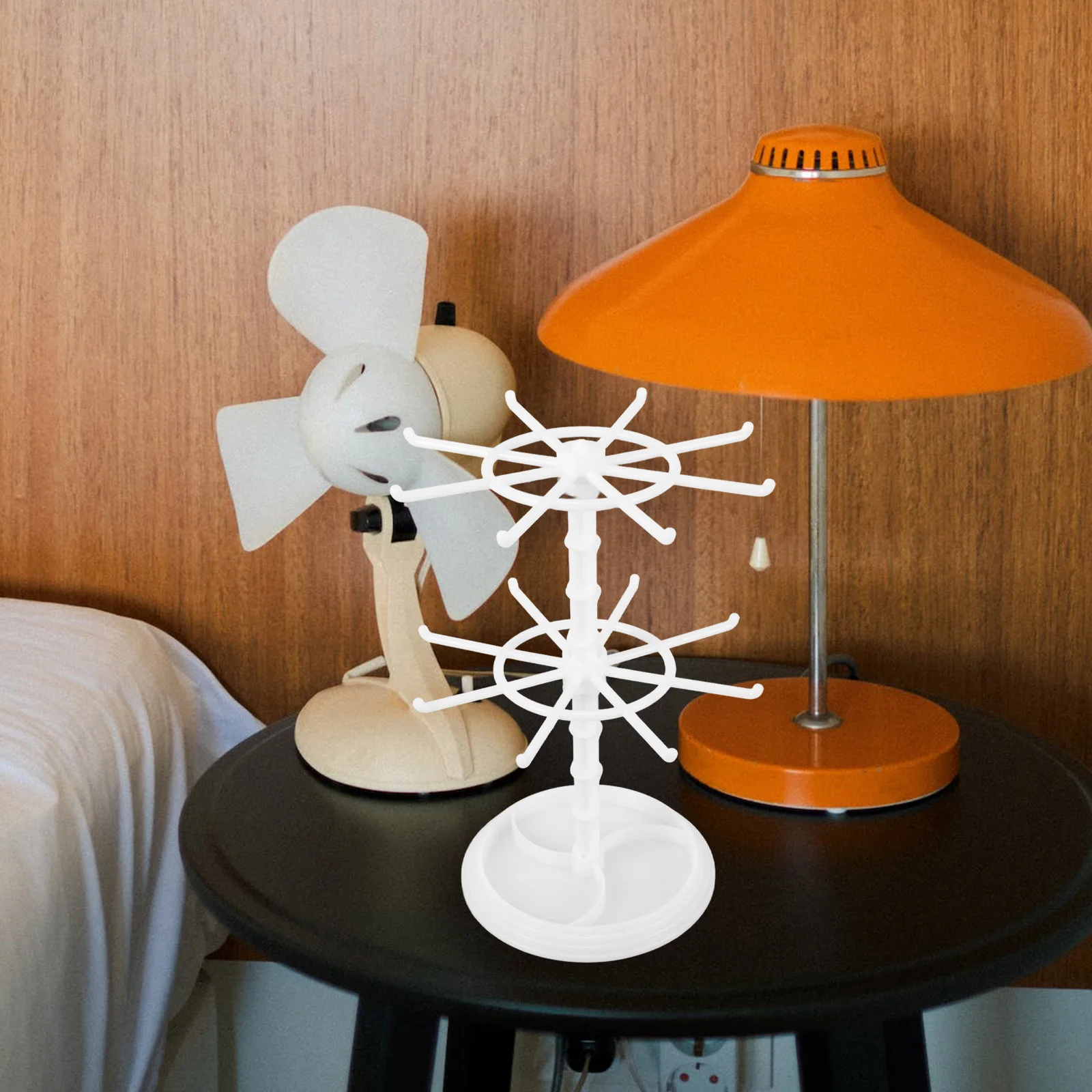 

2 Tier Rotating Jewelry Display Stand White Adjustable Earring Necklace Bracelet Holder Organizer For Retail Home Use Scrunchie