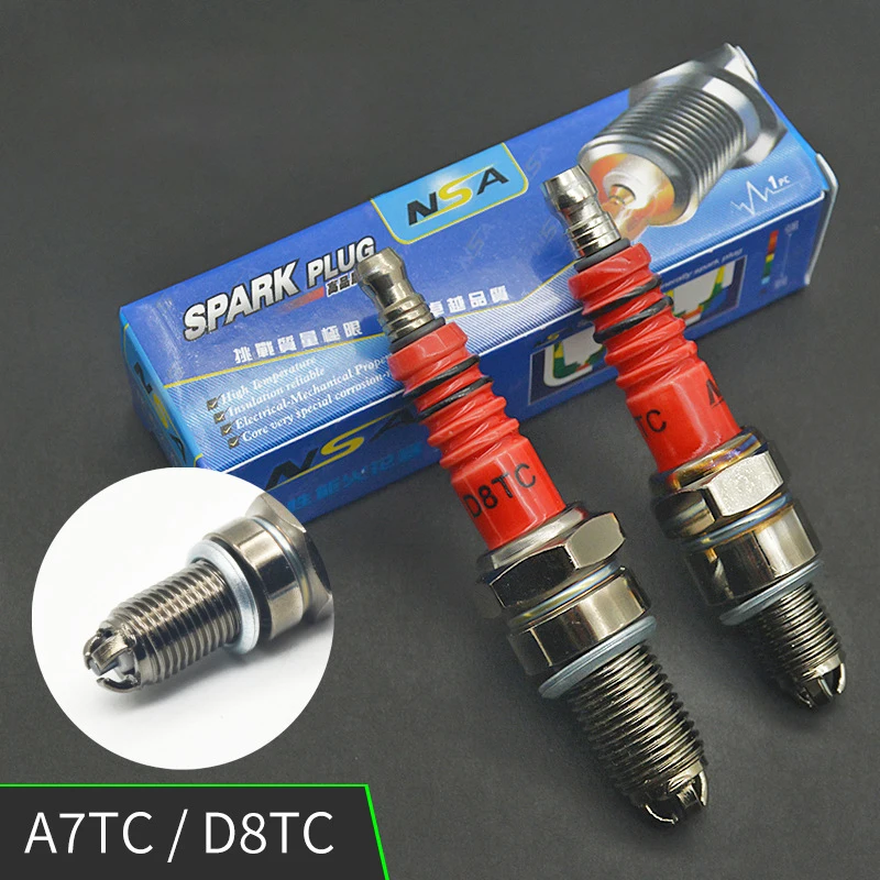 Motorcycle Spark Plug Gy6 Scooter Spark Plug A7TC Multi-Angle Ignition Modified 3-Claw D8TC Spark Plug