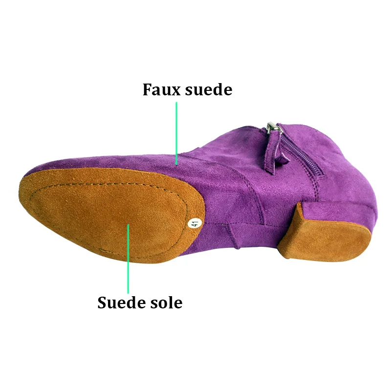 Wedopus Stivaletti da ballo con suola rovesciata per donna Stivaletti da ballo con suola in pelle scamosciata nera rossa Tacco corto 1,5 cm con doppia cerniera