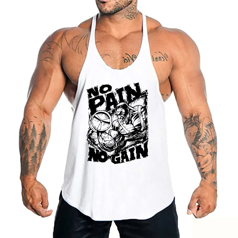 Men's Gym Stringer Tank Tops Cotton Bodybuilding Workout Vests Muscle Sleeveless Shirt Summer Training Fitness Clothing