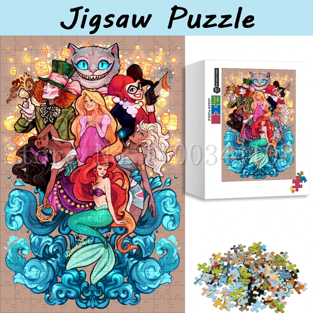 

Disney Character Jigsaw Puzzles Princess Ariel Rapunzel Ailce In Wonderland Wooden Puzzles Stress Relief Toys