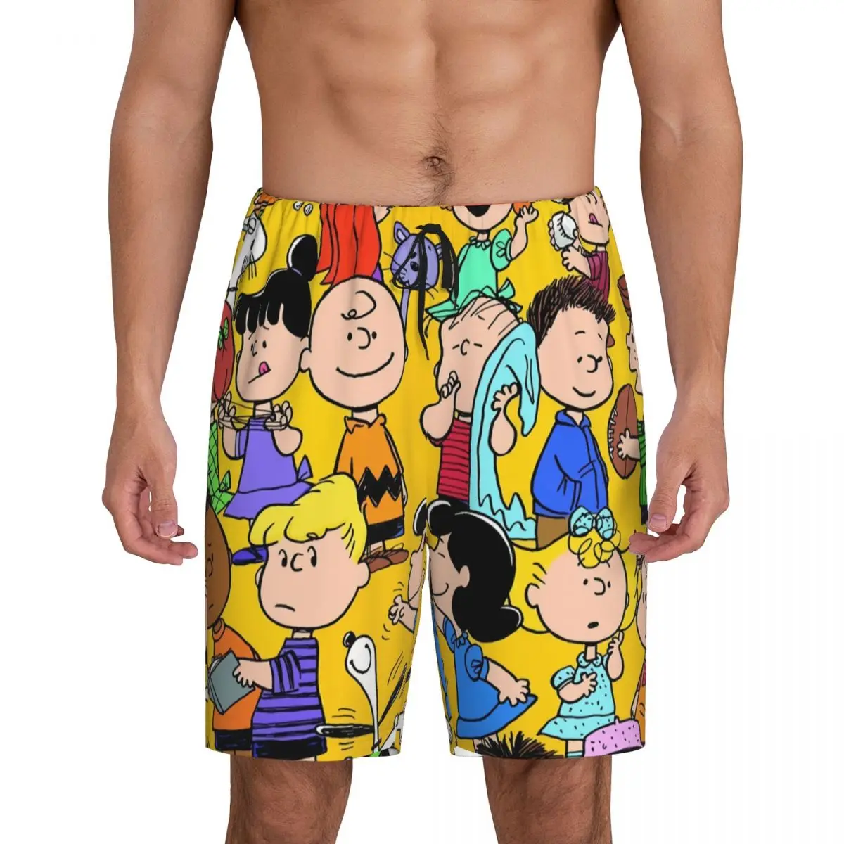 

Пользовательские манга Снупи Вудсток мультфильм собака пижамные шорты мужская одежда для сна с эластичной нижней частью для сна короткие пижамы с карманами