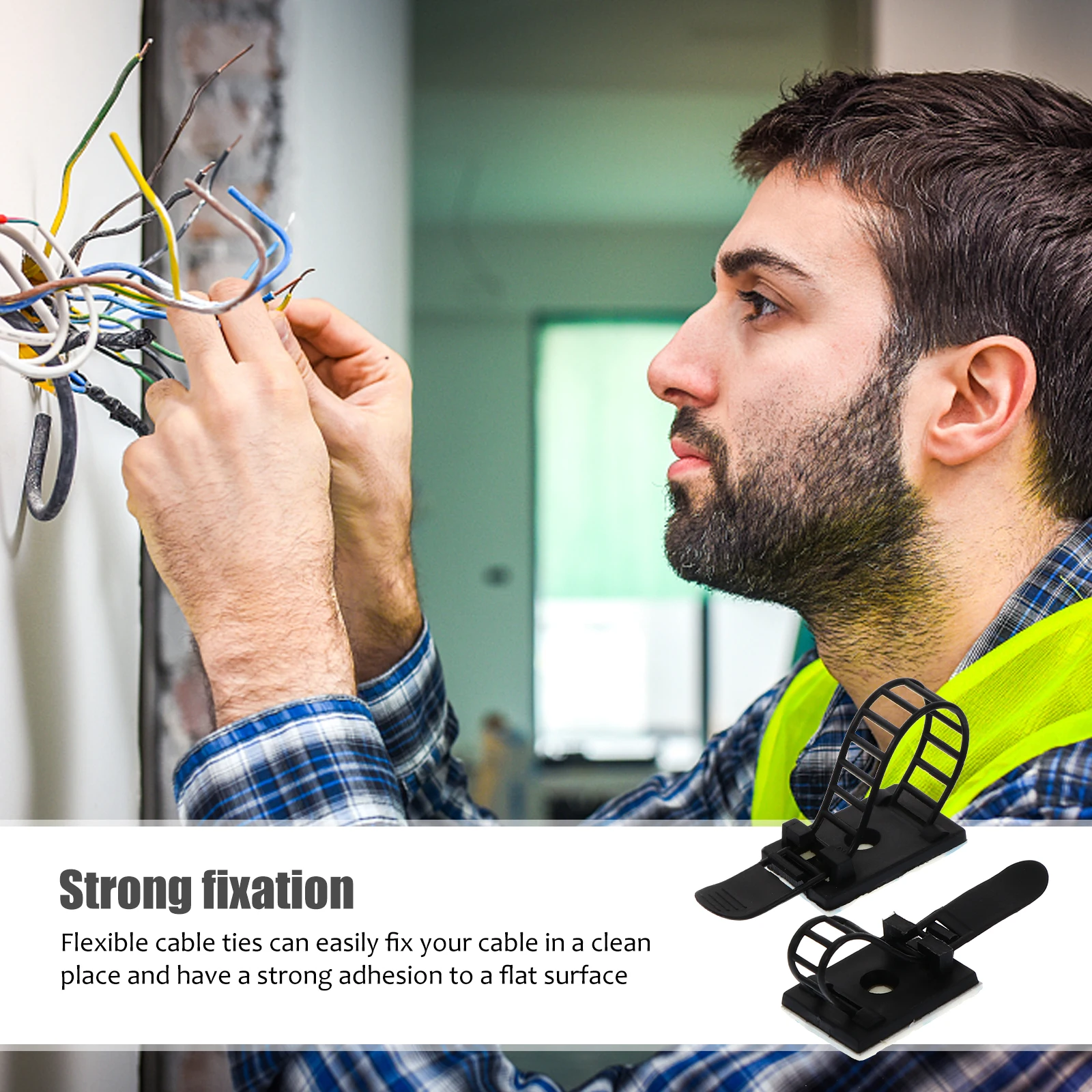 

Nylon Strap Cable Ties Mounts Self Adhesive Clamp Mounting Clips Self-adhesive Straps Cord Management Wire