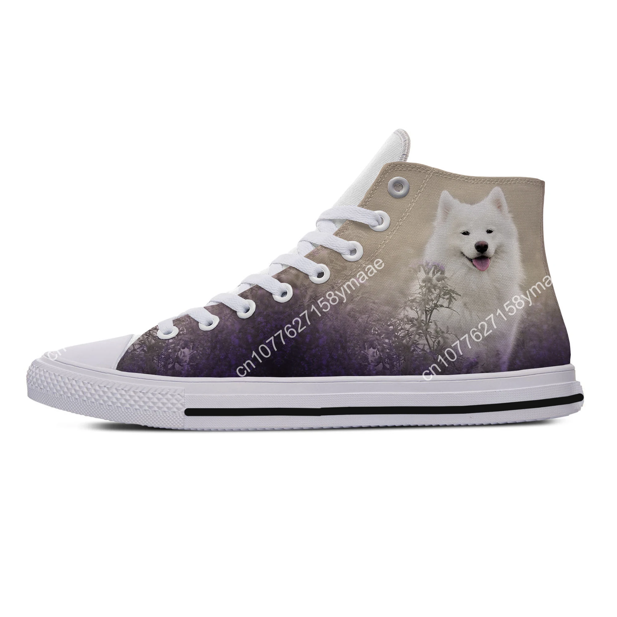 Hot Cool Summer American Eskimo Dog Cut Kawaii Lightweight High Top Canvas Shoes Men Women Casual Sneakers Classic Board Shoes