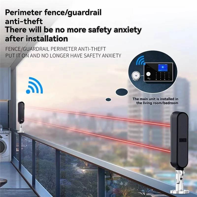 

FEDI-433Mhz Wireless 60M Sensor Alarm 2 Beams Active Infrared Detector For Outdoor Park Home Security System