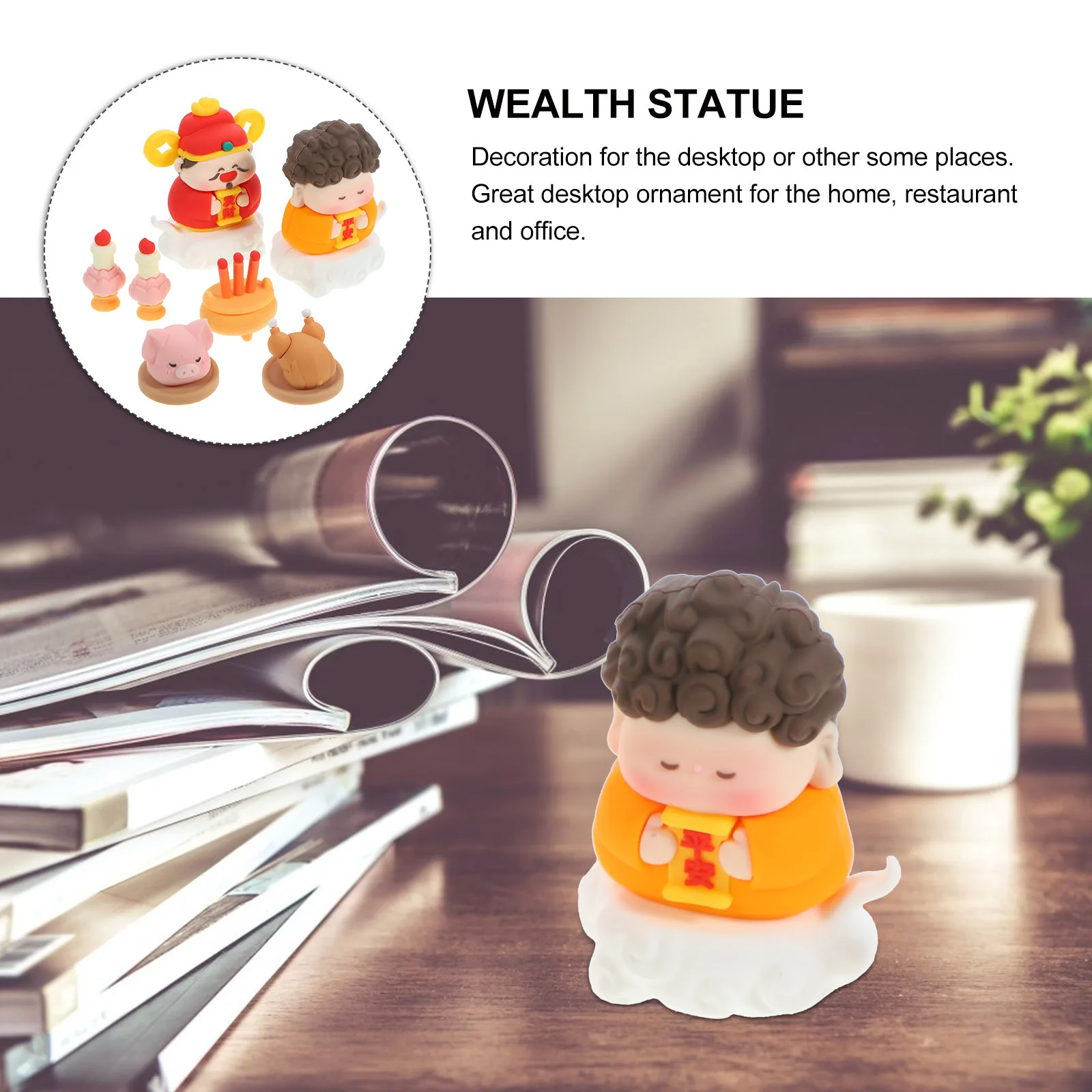 1 set Soft Rubber God Of Wealth Decoration Chinese Style Tabletop Ornament For Home Office Festival Gift Wealth Statue