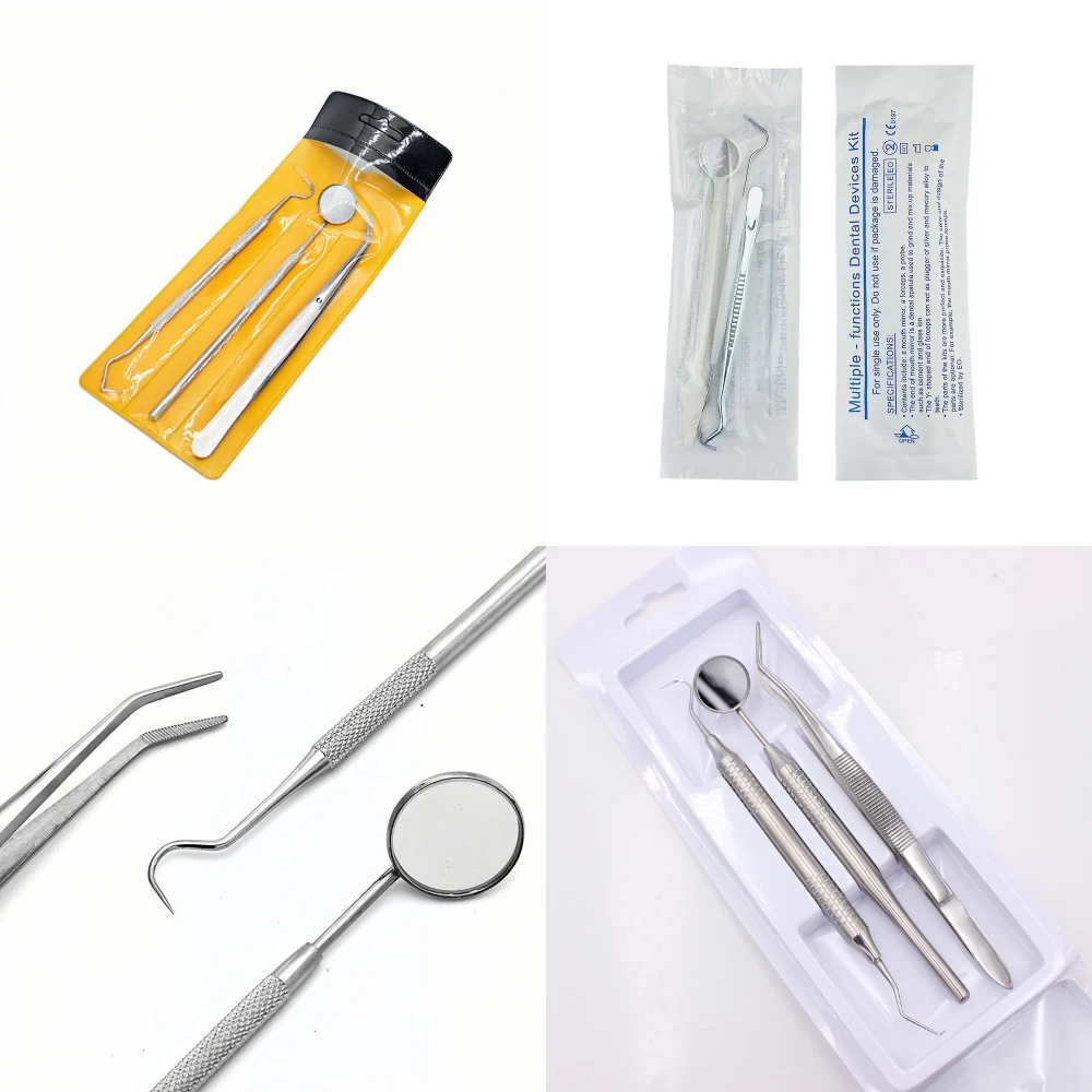3pcs/set Stainless Steel Dental Tool Set Dental Oral Care Endoscopic Cleaning Calculus Remover Tooth Stains And Tartar
