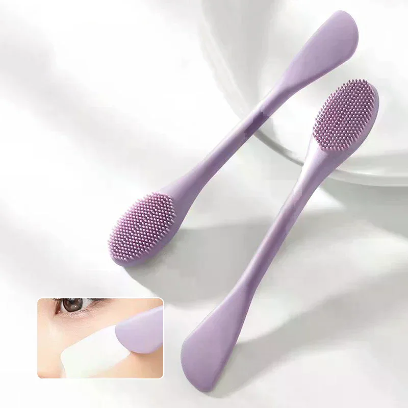 Double Head Silicone Facial Mask Brush Facial Massage Cleaning Brush DIY Mud Film Scraper Facial Care Tool SPA Beauty Salon