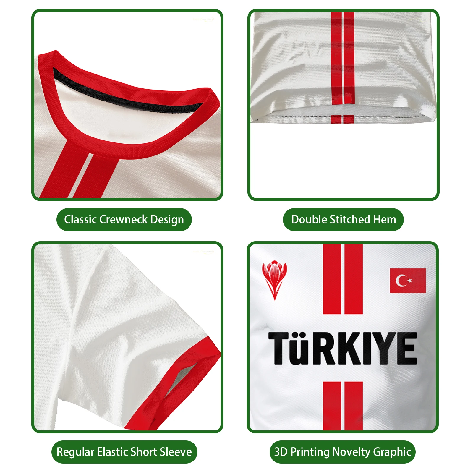 صيف جديد تركيا لكرة القدم تي شيرت الشباب في الهواء الطلق تنفس سريعة الجافة كرة القدم جيرسي العلم التركي المطبوعة الرجال قصيرة الأكمام المحملة