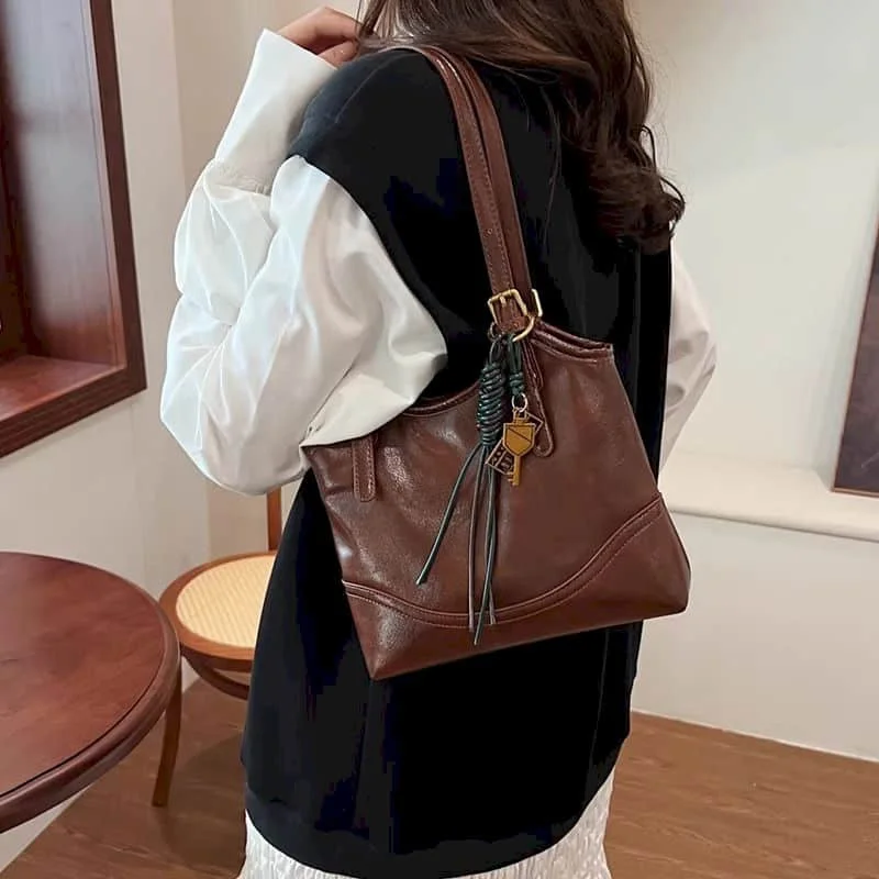 

Кожаные сумки-тоут Harajuku, универсальные сумки на плечо, повседневные элегантные дизайнерские студенческие сумки большой емкости в японском стиле для женщин