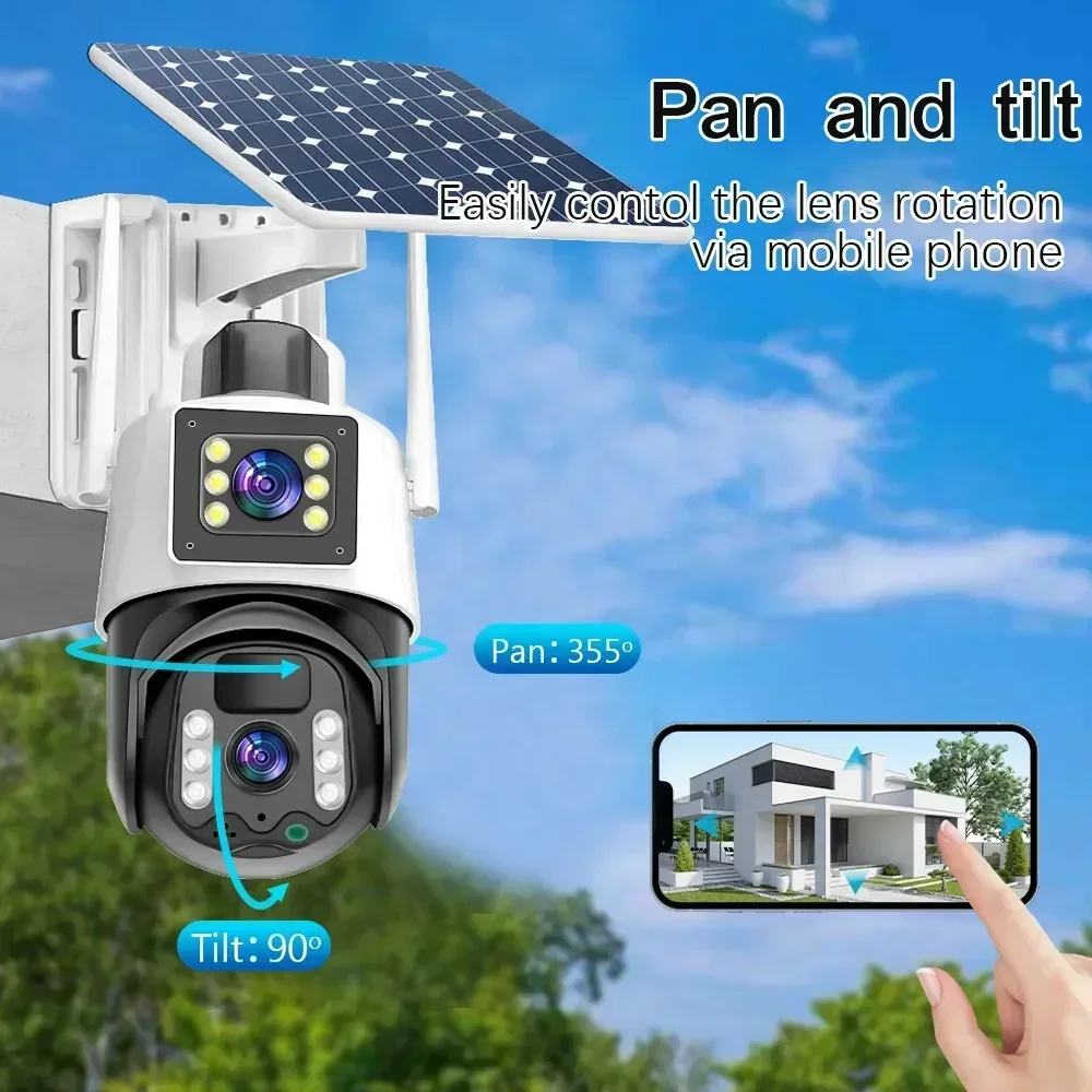 Wistino 6MP V380pro Outdoor  Dual Lens 4G Cctv Camera Waterproof Auto Tracking Motion Detection Alarming 4g Solar Camera