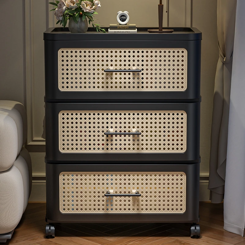 

Vintage Storage Cabinet Home Organizer for Living Room Bedroom Snack Storage Drawers with Wheels No Assembly Required