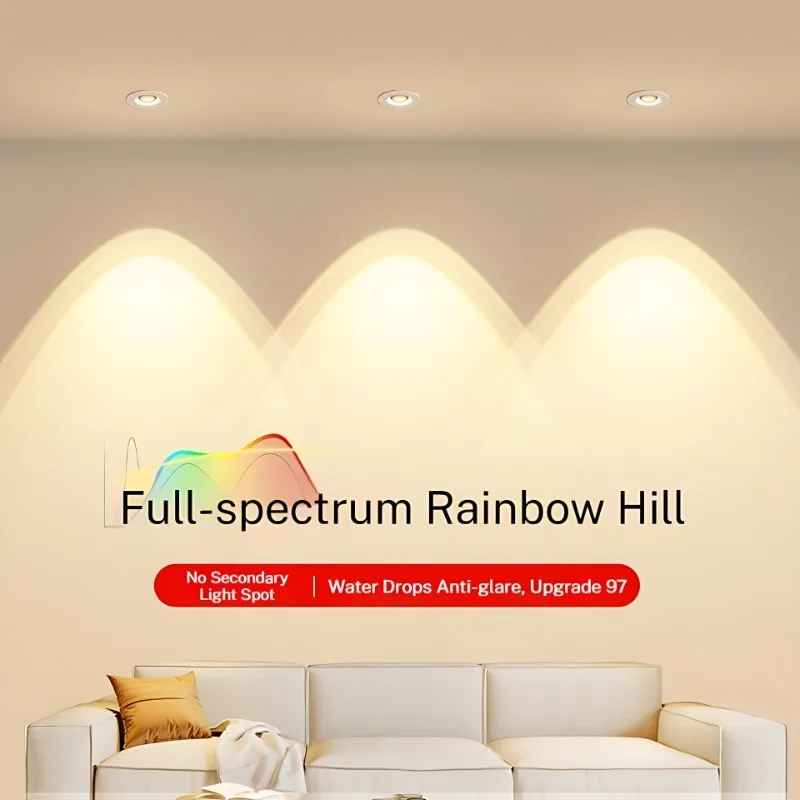 220V Spotlights Led Ceiling Lamp 7W 10W 12W Full Spectrum Embedded Home Wall Washer Light for Living Room Bedroom 7-8.5cm Hole