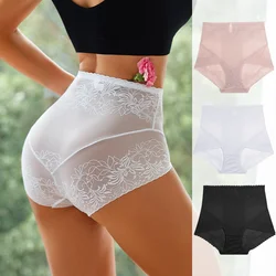 Plus Size Women Sexy High Waist Panties Lace High Waist Briefs Underwear Ultrathin Temptation Underpant Female Lace Lingerie