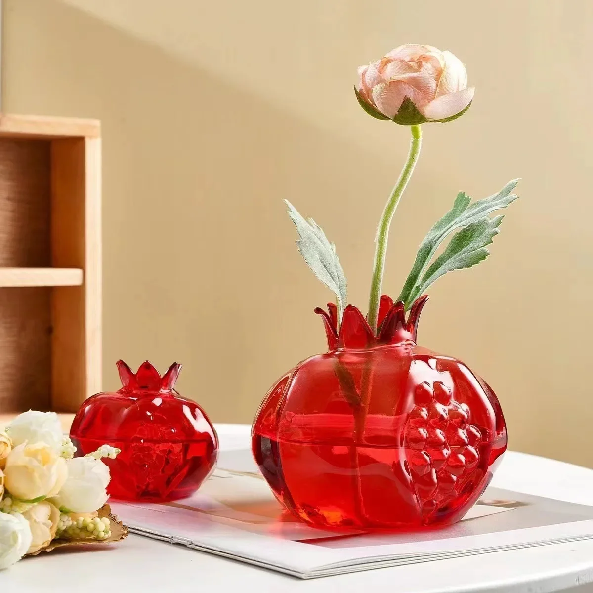 Granatapfelvase, Hydrokulturpflanze, ökologisches Glas, Glasvase, Wohnzimmer, Esszimmer, Schreibtisch, Mini-Kunstdekoration