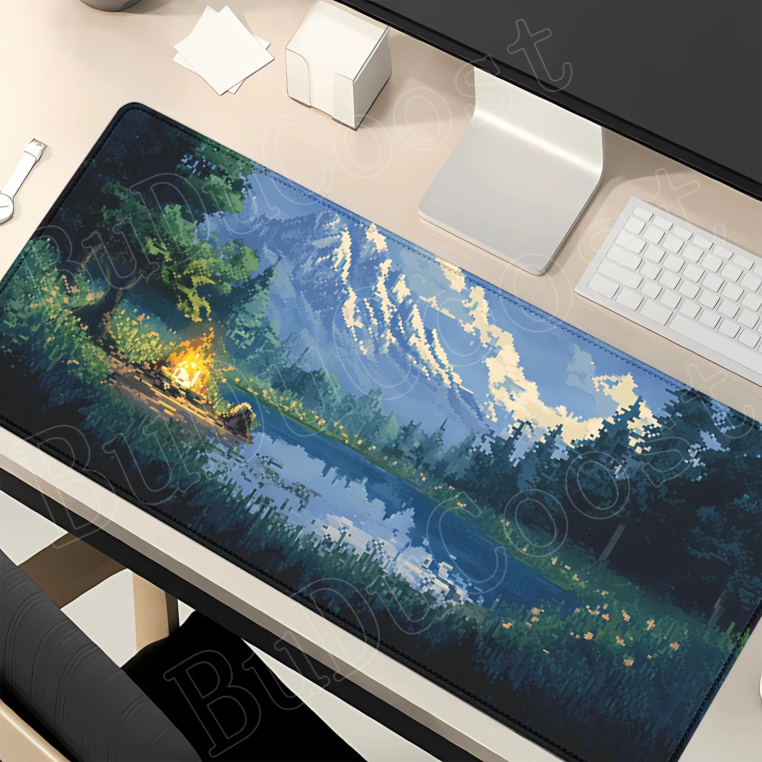 Anime Pixel Art Mousepad Neon Street Anime City Pixel Art Deskmat Mouse Pad Desk Mat for Gamers Desk Accessories Large Mouse Pad