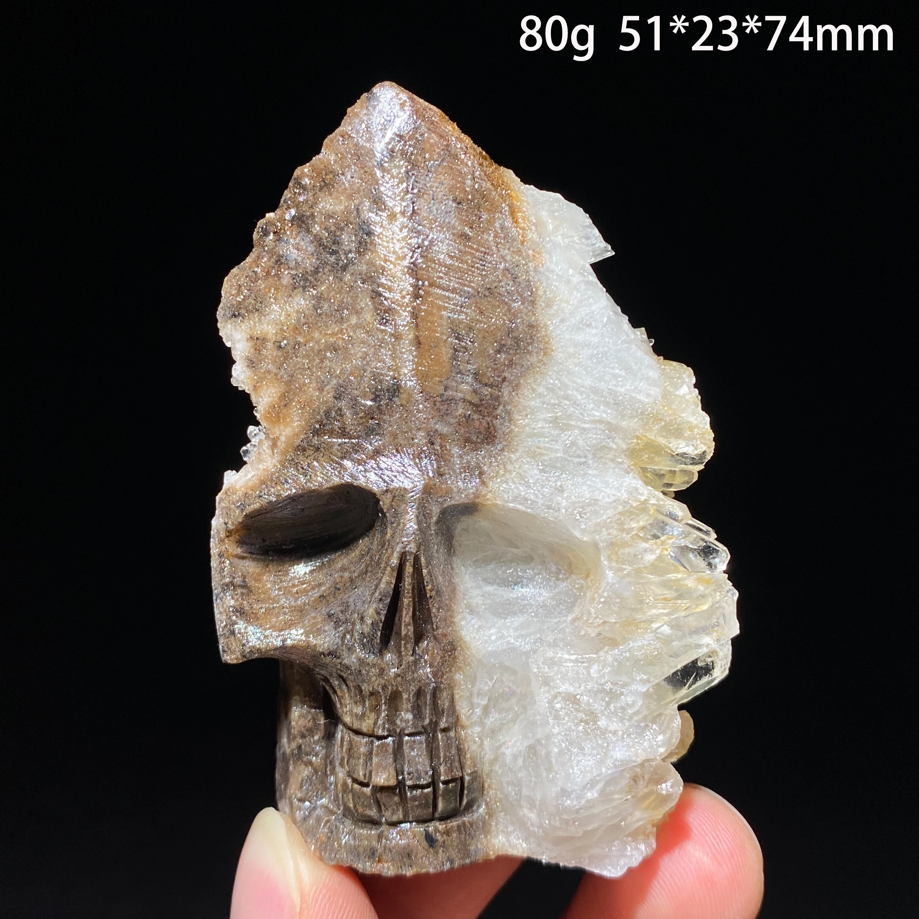 Natural White Quartz Crystal Cluster Hand Carved Skull Statue Raw Mineral Specimen Healing Gothic Home Decoration Crystal Gift