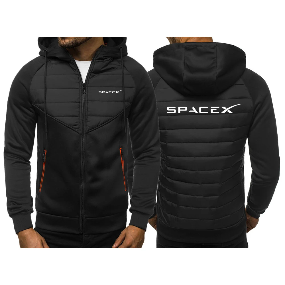 SpaceX Space X Logo 2022 Men's New Autumn And Winter Fashion Jackets Cotton Padded Thicken Keep Warm Casual Coats Jackets Hooded