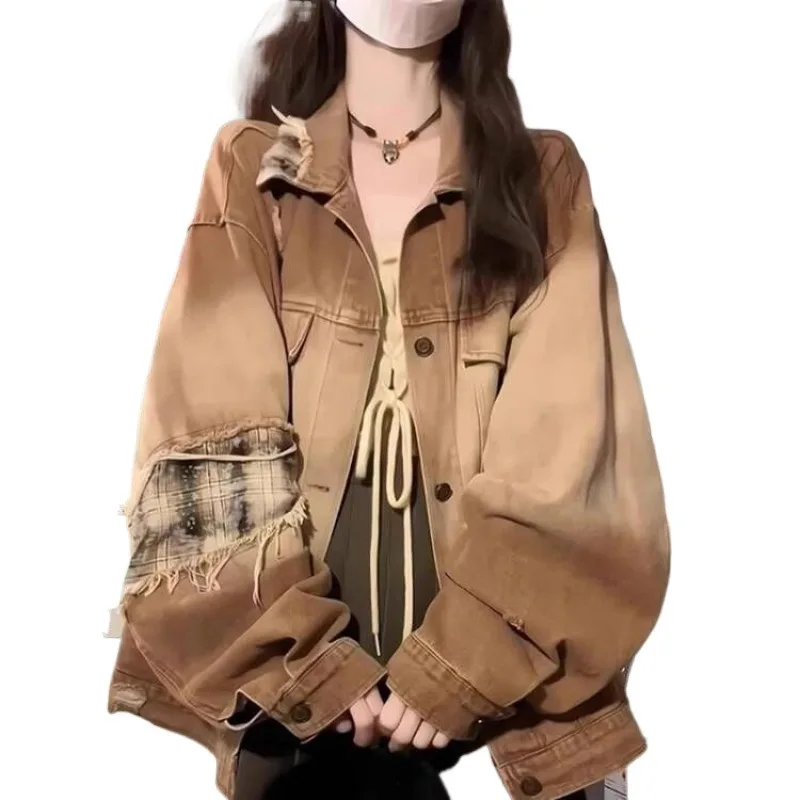 

Джинсовая куртка American Art, женская новая модная весенне-осенняя одежда, свободная повседневная куртка в ленивом стиле, топ, модное пальто