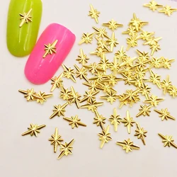 1000PCs Gold Silver Cross Star Rivet Thin 3D Metal Japan Korea Nail Art Decoration DIY Nail Manicure Accessory Patch Charm