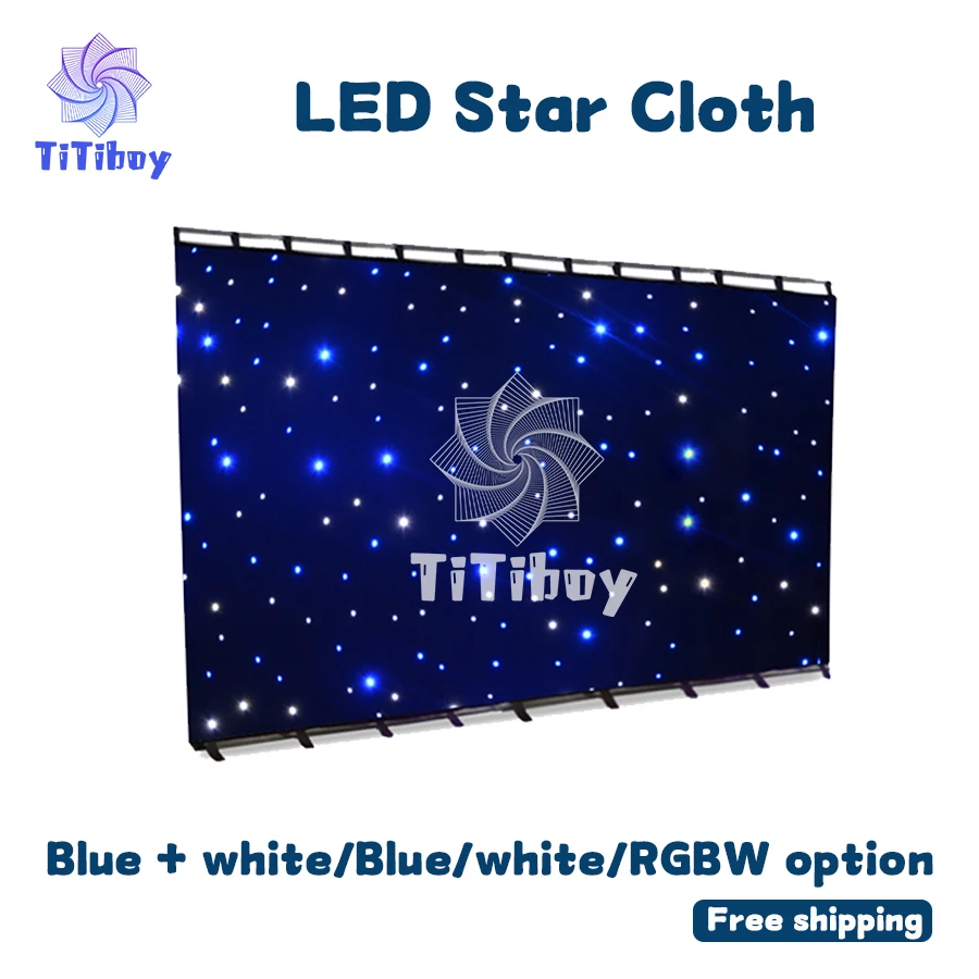 Top Quality LED Backdrop LED Star Cloth Starry Sky Curtain DMX512 Control For Stage Pub DJ Wedding Event Show Blue White RGBW