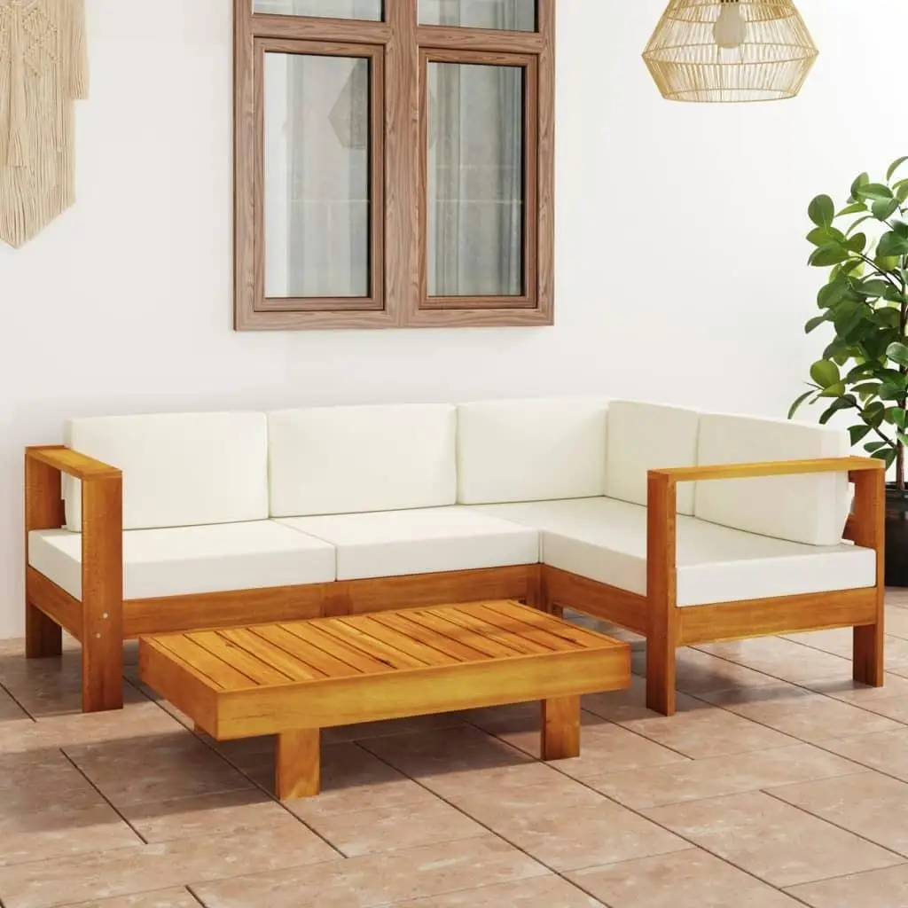 

Cream White Solid Acacia Wood Large Modular Wooden Lounge Set for Outdoor Garden Patio Furniture