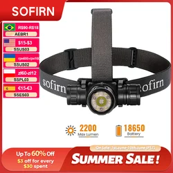 New SOFIRN HS21 SFT40 2000lm EDC Red Headlight 18650 USB C Flashlight 6000K Powerful with infrared sensor