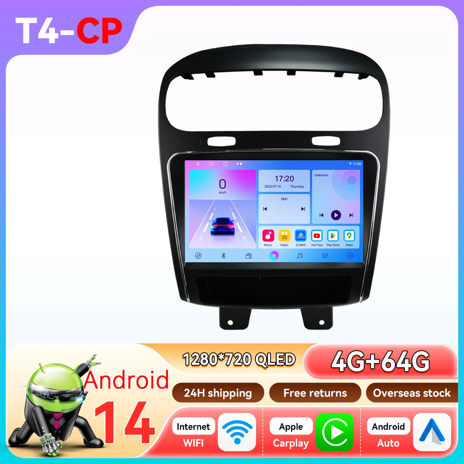 Hizpo 7862 Draadloze CarPlay Android Auto autoradio voor Fiat Freemont 2012 - 2014 Dodge Journey 2011 - 2019 GPS Navigatie Multimedia Videospeler Autoradio Head Unit Stereo Ingebouwde Koelventilator