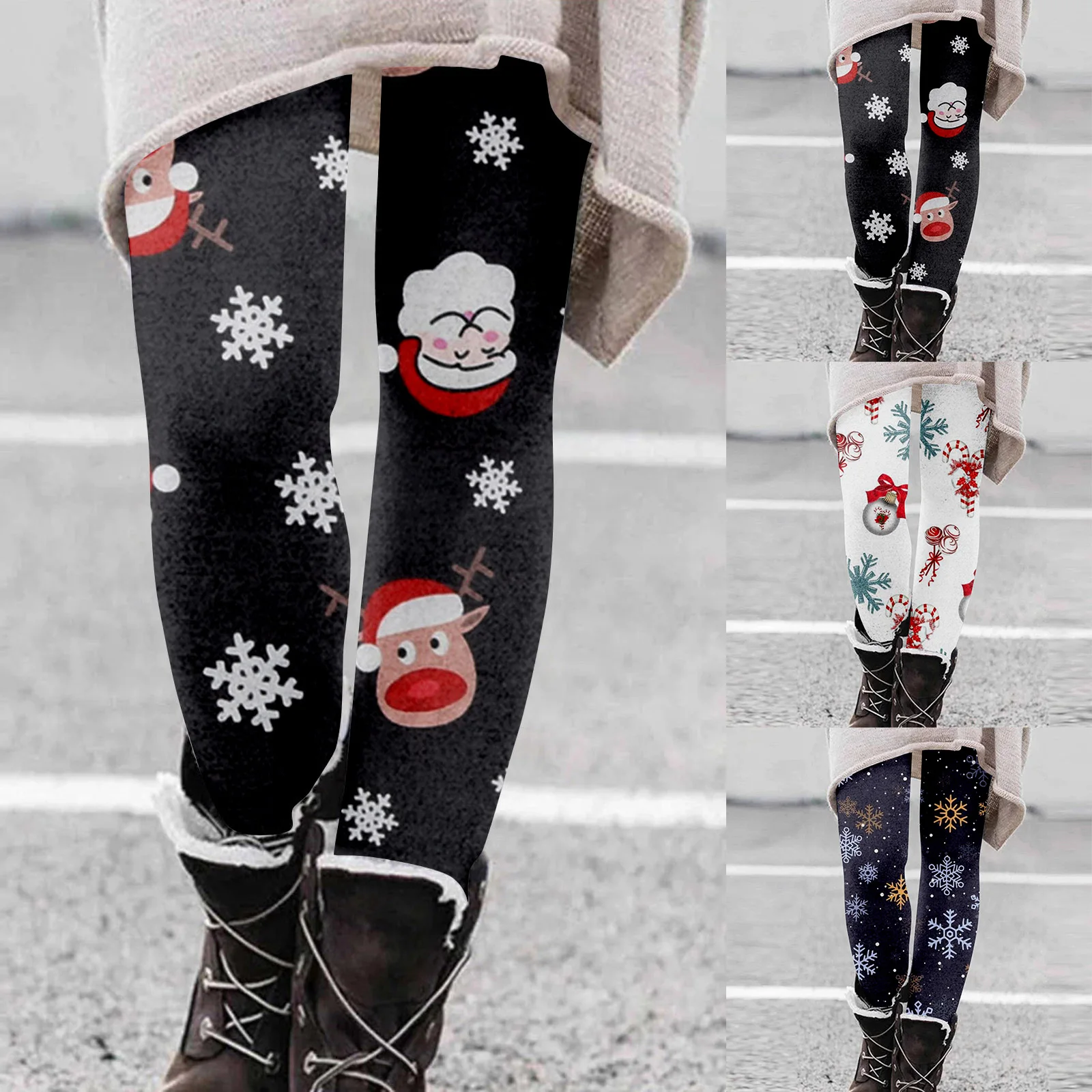 Christmas Winter Women Leggings Pants Plaid Printed Fashion Casual Long Slim Fit Stretchy High Waist Trousers Plus Size Clothing