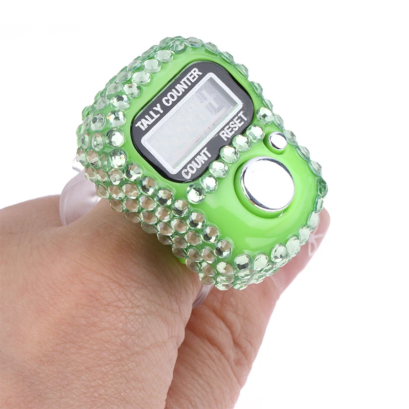 7 Colors Rhinestone Finger Counter with Sparkling Stones Portable Counting Tool for Prayers Knitting School Teaching