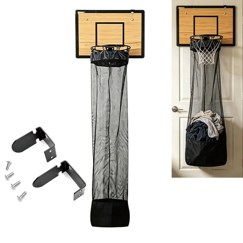 2 In 1 Over The Door Basketball Laundry Hamper And Basketball Hoop Hanging Sports Laundry/Clothes Laundry Organization