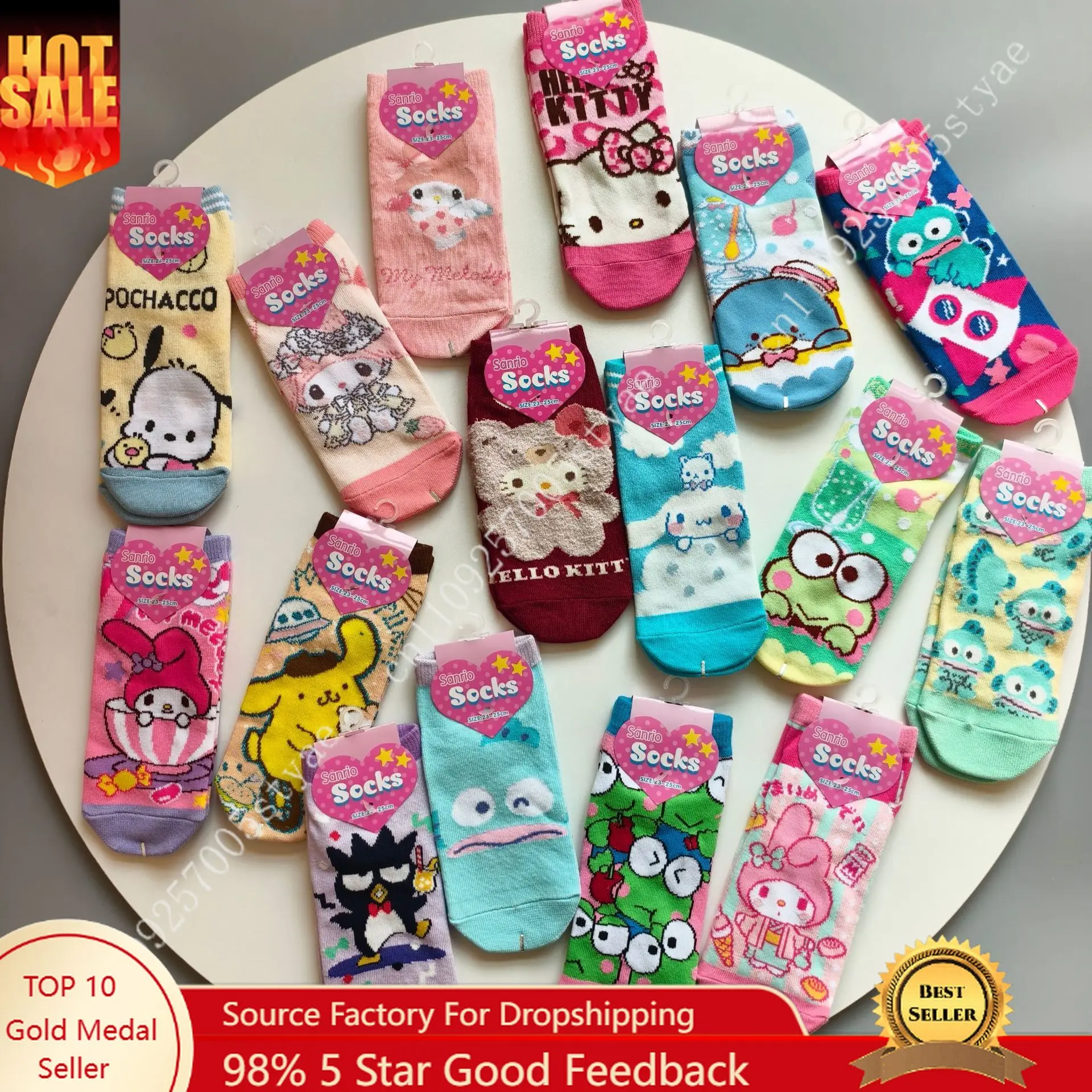 

Sanrio Ugly Fish Hanton Series Japanese Export Short Cotton Socks, Cute Cartoon Anime Sanrio Boat Socks