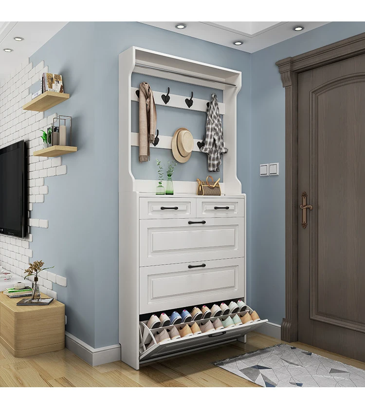 Customized Height Color MDF Wooden Density Board Shoes Rack Cabinet Shoe Storage Organizer Shoes Cabinet For Entryway Narrow