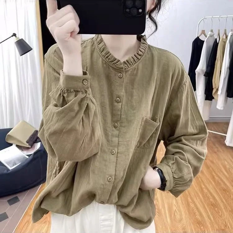 

Женская свободная повседневная блузка больших размеров (до 300 фунтов), с длинным рукавом, модная, винтажная, весенне-осенняя, скрывающая недостатки фигуры