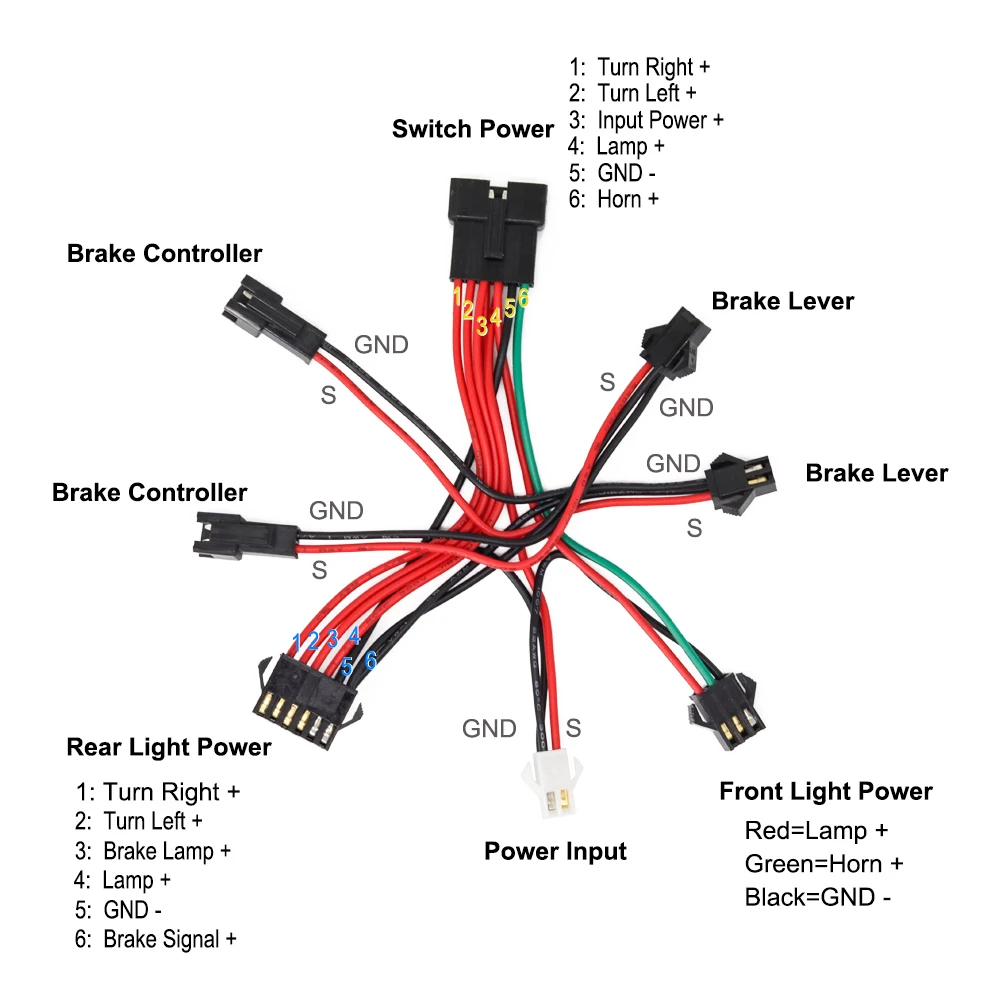 Ebike Brake Light And Turning Light Set Input 24V 36V 48V Electric Bike Scooter Headlight With Horn And Turn Tail Light