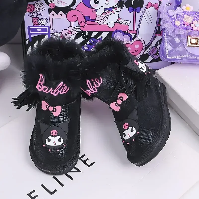 

Girly Heart Kuromi Anime Kawaii Ins MINISO Soft Snow Boots Cute Cartoon Children Warm Cotton Shoes Lovely Gifts for Kids