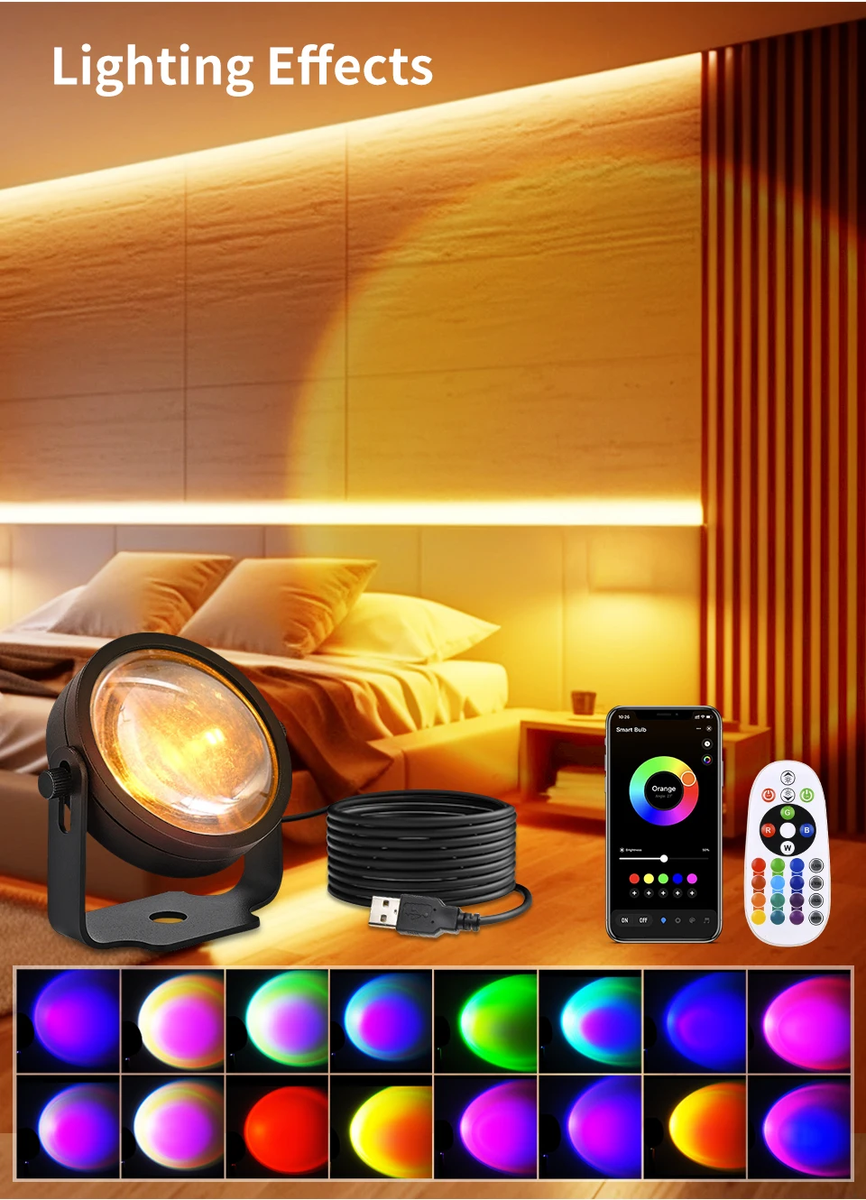 Tuya Smart Sunset Lamp Night Light Sunset Projector Smart Life APP Remote Led Lights For Photography Selfie Party Decoration