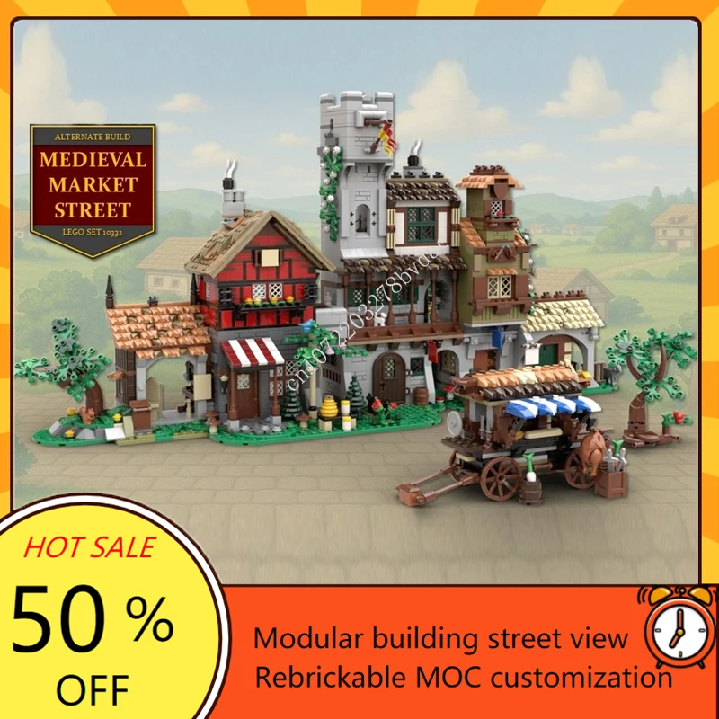 

2737PCS Medieval Market Street Modular MOC Creative street view Model Architecture Custom Puzzle Assembly Model Toys Gifts