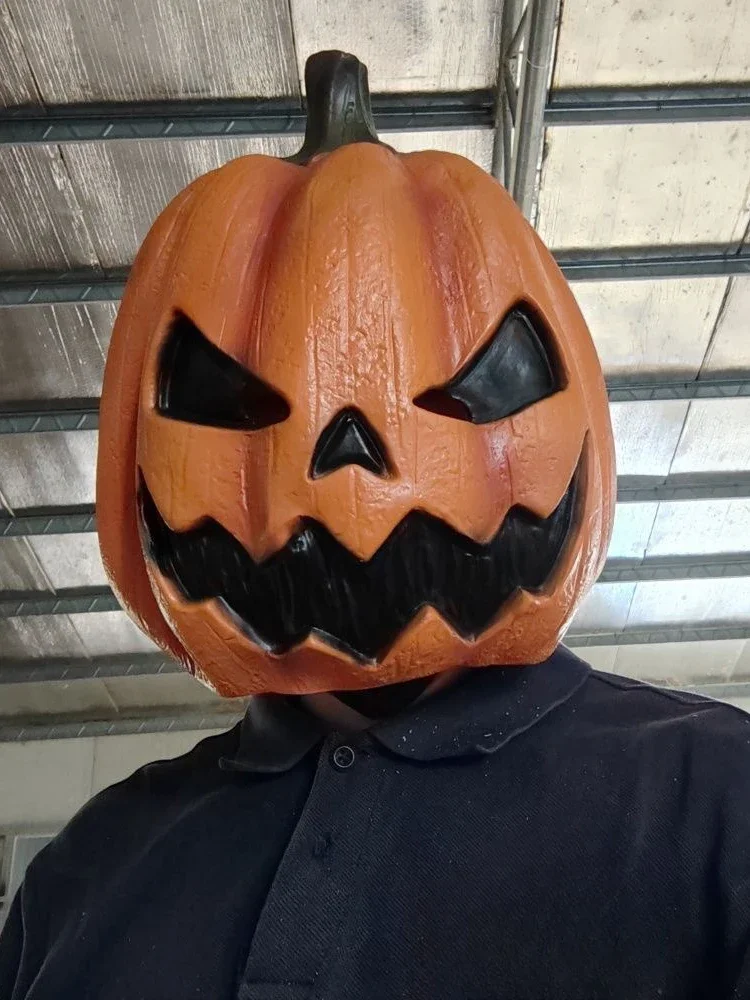 Masque de tête de citrouille d'halloween en Latex, couvre-tête, masque de citrouille effrayant, nouveauté respirante, masque Jackolantern, robe fantaisie