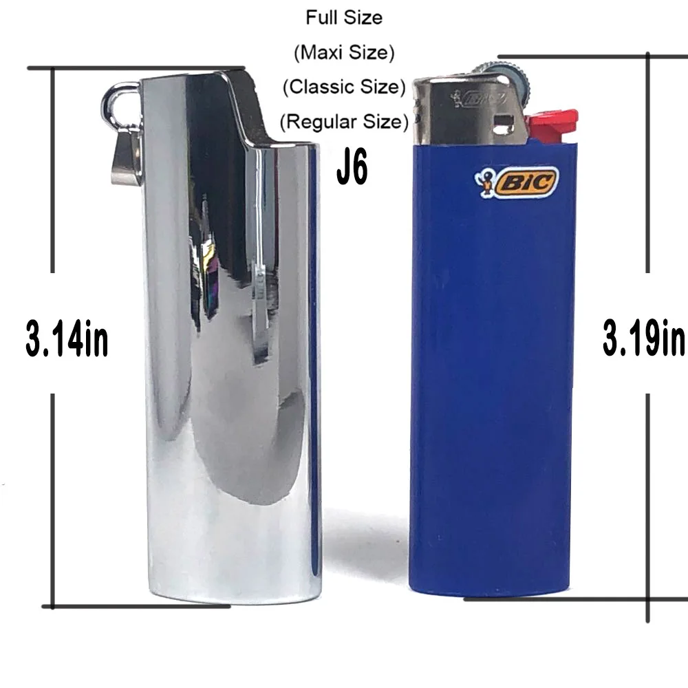 Metal Full Size Lighter Case With Key Ring For Necklace Pendant Hip Hop Jewelry Class Size Bic J6 Lighter Sleeve Cover Hold