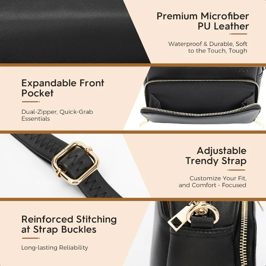 حقائب كروس صغيرة من FYY للنساء، محافظ كروس من الجلد النباتي للسفر مع حزام كتف قابل للتعديل