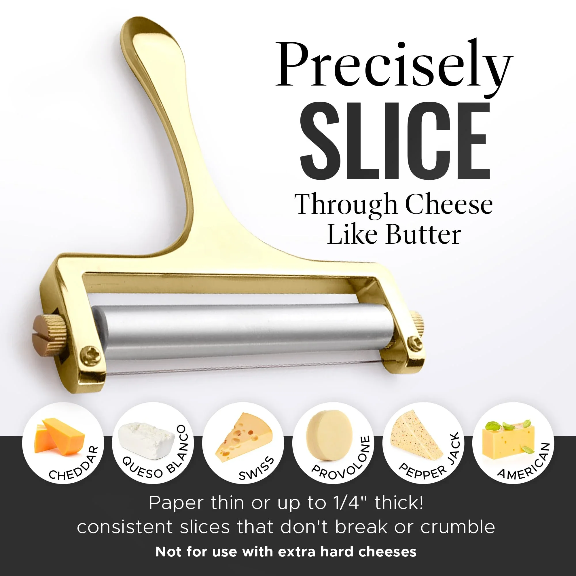 Cheese Slicer Adjustable Thickness Cheese Butter Cutter with Wire for Soft and Semi-Hard Cheeses Kitchen Gadgets