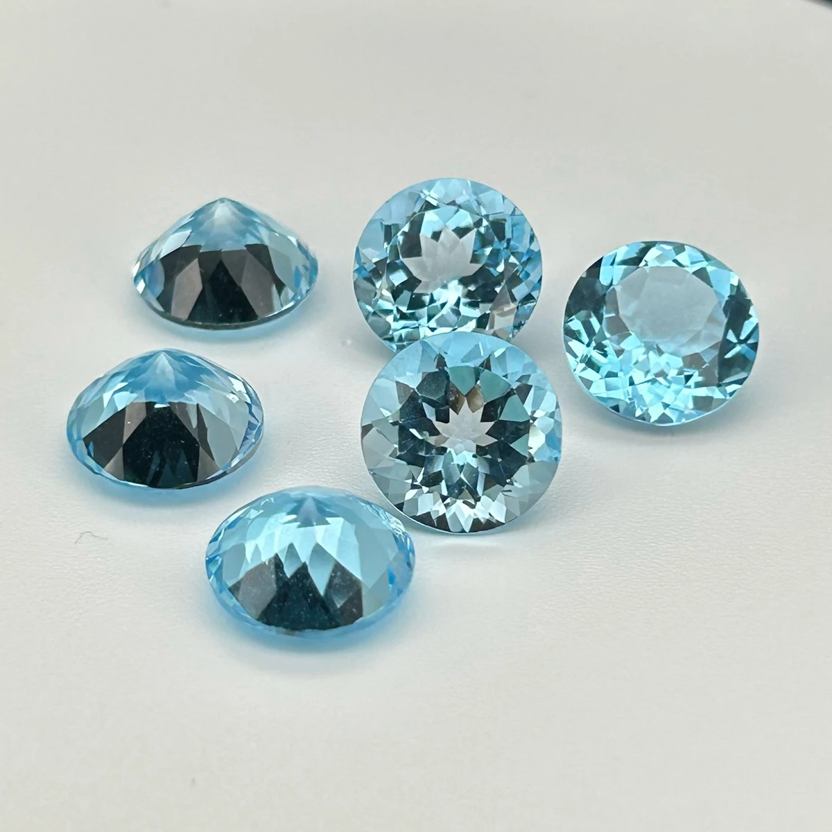 Meisidian Round Oval Emerald Cut 4X6-10X12mm 9 Carat 100% Natural Sky Blue Topaz Loose Gemstone For Fashion Earring Ring Making - Image 3