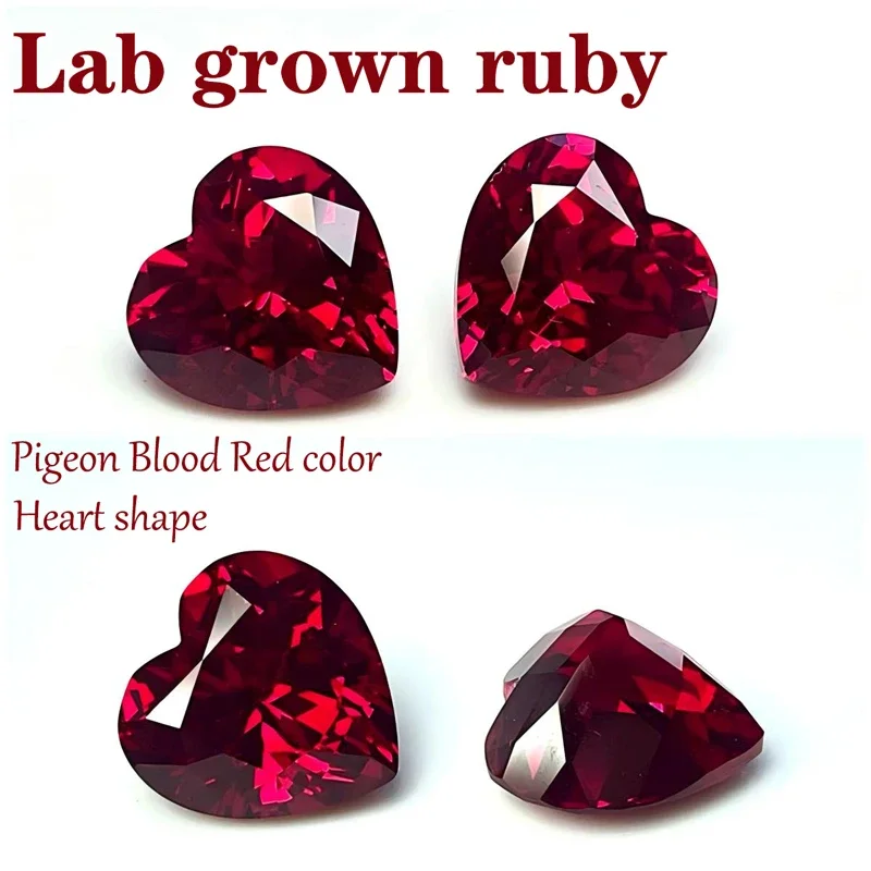 

L-Ruby Heart Cut VVS1 Lab Grown Gemstone Pigeon Blood Red DIY Ring Necklace Earrings Main Materials Certificate Natural Colour