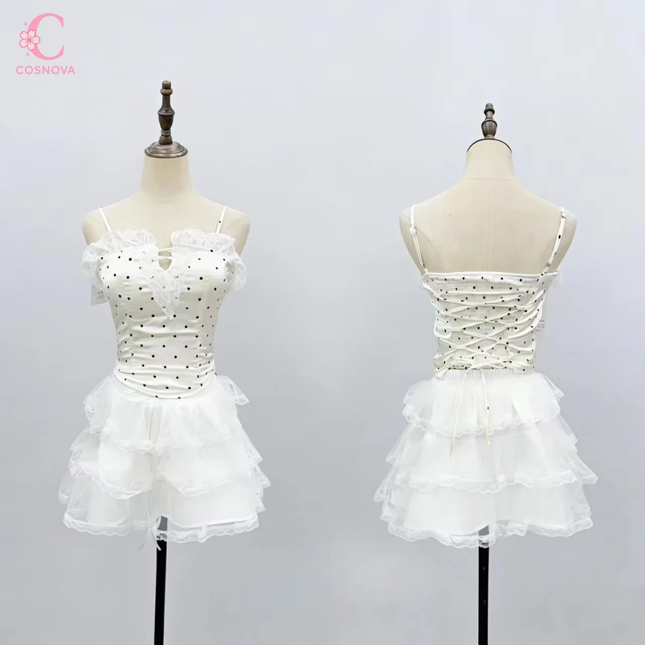 

Coquette Y2K Spicy Polka Dot Lace Camisole Tops Women Summer Tulle Ruffle Mini Skirt Set Cute Sweet Streetwear Outfit Chic Retro