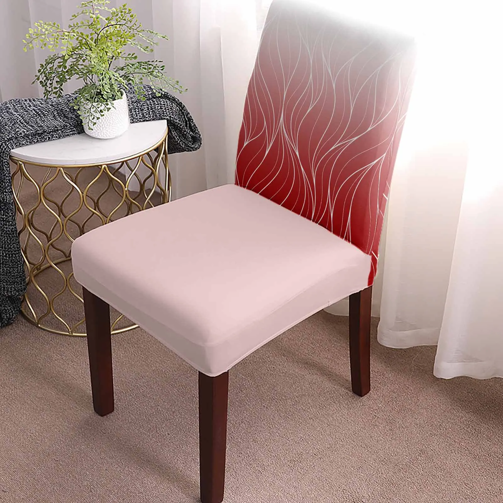 Red Gradient Line Texture 4/6/8PCS Spandex Elastic Chair Case For Wedding Hotel Banquet Dining Room