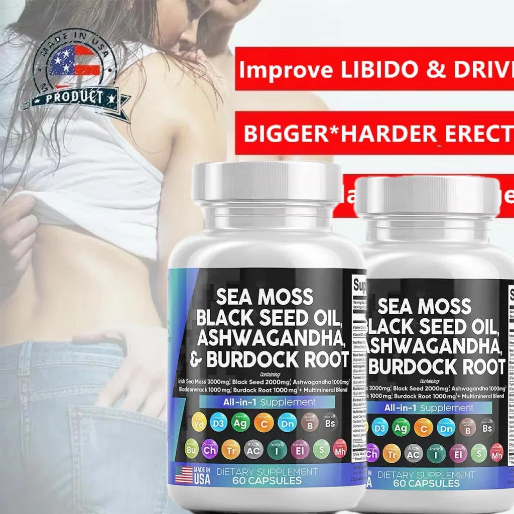 

Natural Ashwagandha & Sea moss Capsules for Men, Increase , Ashwagandha & Turmeric, Energy Supplement, Muscle Mass Endurance