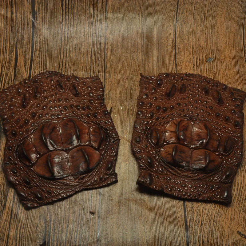 

Коричневый материал из кожи крокодила для рукоделия, продается поштучно, с инкрустацией в виде черепа, для кошельков, шитья, аксессуаров для рукоделия, домашнего текстиля